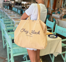 Load image into Gallery viewer, Chez Black beach bag - Butter yellow
